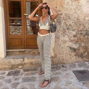 Zara stripe crop top & pants set